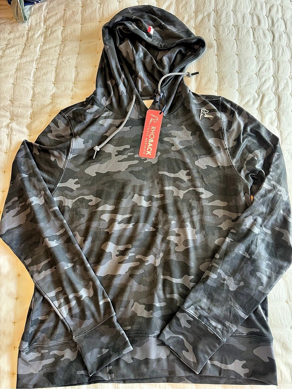 Rhoback Ladies Performance Hoodie Camo Gray & Black Medium NWT
